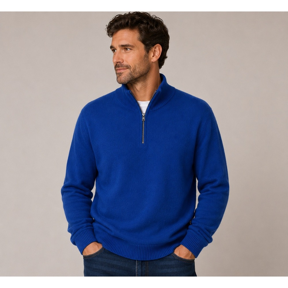Banana Republic Quarter Zip Sweater Mens XL Blue 100% Wool Old Money Preppy Fall
